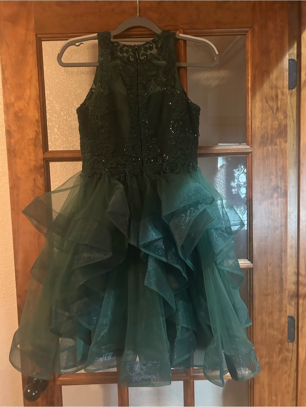 Elegant Green Ruffled Party Dress